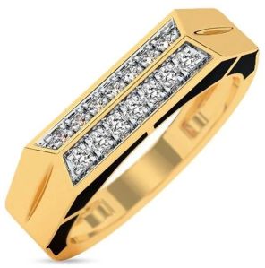 Polished Mens Gold Diamond Ring Daily Wear, Party Wear