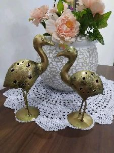 Coated Handicraft Swan Pair, Color : Light Brown Antique