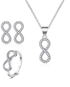 Ladies Fancy Silver Necklace  Earring with Ring Set