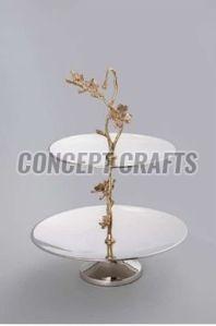 Polished Stand ( Aluminium) Decorative Two Tier Serving Tray