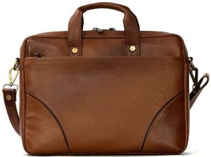 Plain 15x14.5x2.5 Inch Leather Laptop Bag, Color : Brown