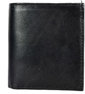 Polished Mens Plain Black Leather Wallet Regular Use