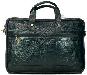 Plain 11x16x2 Inch Leather Laptop Bag, Color : Green