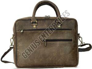 Plain 12x16.5x1.5 Inch Leather Laptop Bag