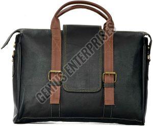Plain Stylish Leather Laptop Bag, Color : Black