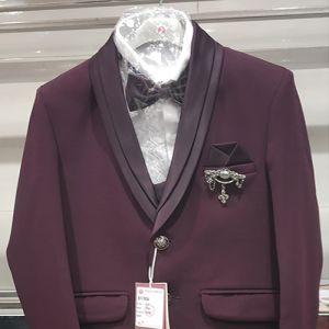 Boys Kids Maroon Three Piece Suit