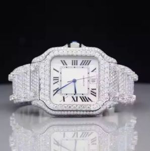 Mens Exclusive Luxury Roman Dial Moissanite Diamond Watch