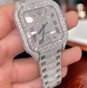 Mens High-Quality Luxury VVS Moissanite Full Iced Out Hip Hop Quartz Watch