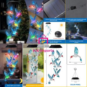 Plastic Solar Hummingbird Wind Chimes