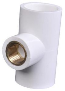 1/2 Inch UPVC Brass Tee, Color : White, Golden for Pipe Fitting