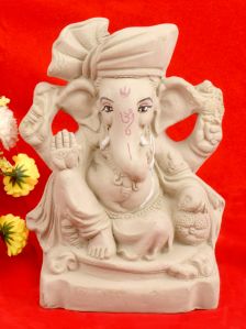 6 Inch Eco Friendly Ganesh Murti-non Colored ( Designs Assorted )