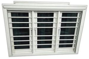 Powder Coated Three Track Aluminium Sliding Window, Color : White