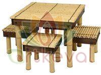 Plain Bamboo Tea Table Set, Color : Multicolor