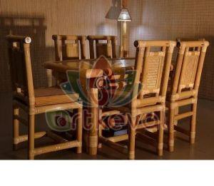 Brown Bamboo Dining Table Set