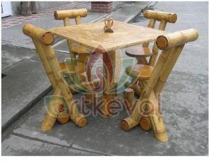 Plain Bamboo Dining Table Set, Shape : Square