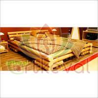 Polished Bamboo Double Bed, Shape : Rectangular