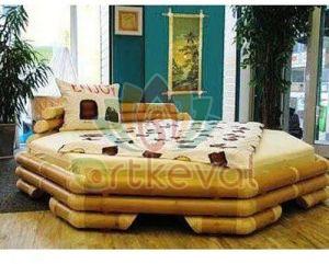 Artkevel Color Coated Modern Bamboo Double Bed, Storage Capacity : 100-200kg