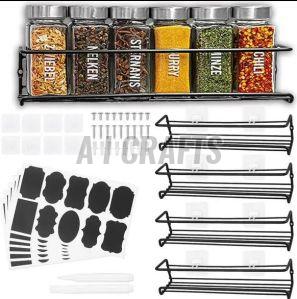 Polished Metal Black Wall Mounted Spice Rack