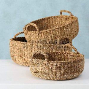 Jute Boltze Round Wicker Kitchen Basket, Color : Brown