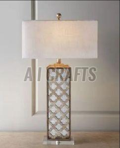 Plain Metal Polished Cordless Crystal Table Lamp, Color : Metallic