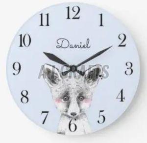 Plastic & Glass Daniel Wall Clock, Color : White For Home, Office