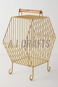 Polished Metal Clancy Basket, Color : Golden For Home, Malls