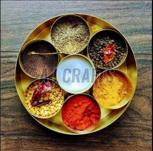 Pure Brass Spice Storage Box, Color : Golden