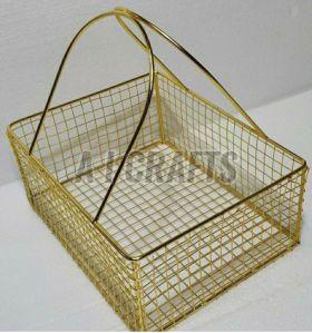 AICRAFTS Metal Rectangle Hamper Basket, Color : Golden Modern