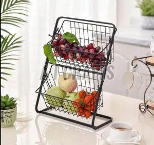 Polished Stainless Steel Wall Mount Fruits Rack, Color : Black