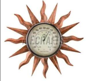 Metal & Glass Sunburst Copper Wall Clock, Display Type : Analog