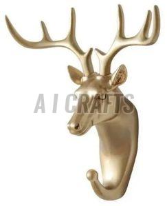 Plain Polished Swamp Deer Modern Metal Wall Hanger, Color : Golden