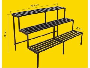 Power Coated 3 Step Indoor Iron Planter Stand, Color : Black