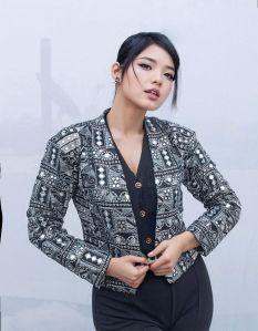 Short Black Embroidered Mirror Work Jacket