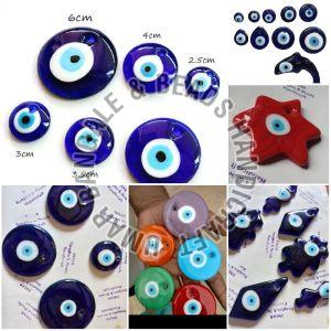 Printed Glass Evil Eye Protection Pendant, Work : Stone Work