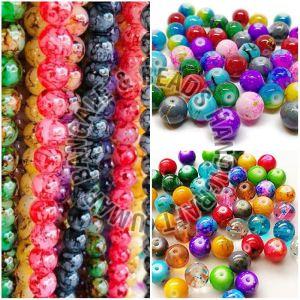 Printed Glass Beads, For Clothing, Jewelry, Rakhi, Packaging Type : Plastic Box