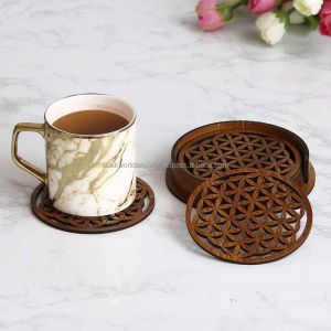 Engraved Wooden Tea Coaster