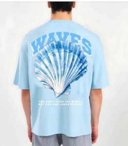Sky Blue T-Shirt WAVES Oversized