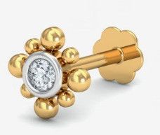 18kt Yellow Gold Beaded Nose Stud