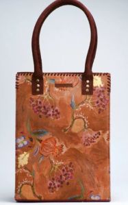 Brown Floral Portrait Tote Bag