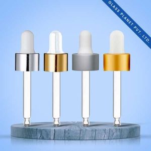 18mm Golden And Silver Dropper With White Rubber Teat