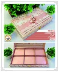 MDF Six Compartment Pink Dry Fruit Box, Shape : Rectangular