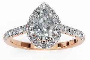 Dew Kissed Pear Halo Diamond Women Ring