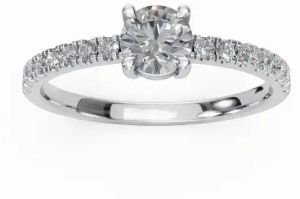 Round Brilliance Solitaire Pavé Diamond Women Ring