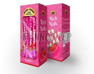 Rich Rolls Strawberry Wafer Roll, Color : White & Pink