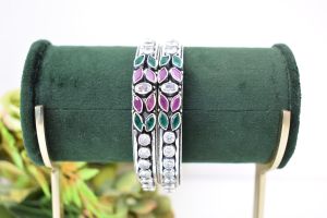 Cut Stone Cocktail Silver Kada