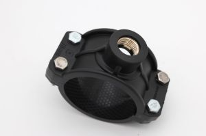 160 Mm PP Brass Threaded Black Service Saddle