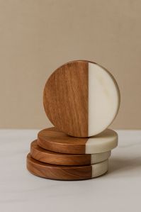 Handcrafted Marble Wood Coasters