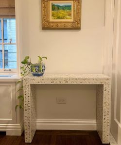Handmade Mother of Pearl Console Table White Floral Inlay