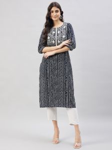 Printed Cotton Women Kurtas, Sleeve Type : 3/4 SLeeve