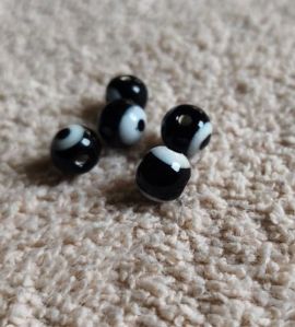 Polished Black Evil Eye Glass Beads, Beads Shape : Round